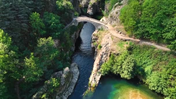 Pont Diable Devil Bridge Ain Thueyts Village Ardeche Department Southern — Vídeo de Stock