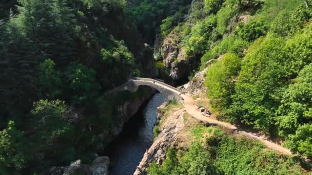 Pont Diable Devil Bridge Ain Thueyts Village Ardeche Department Southern — Stockvideo