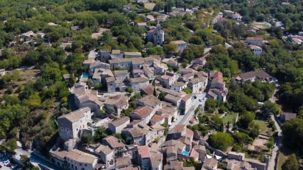 Aerial View Balazuc One Most Beautiful Village Ardeche South France — Stock Video