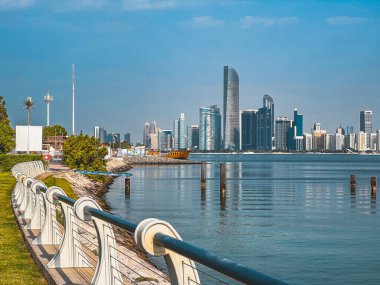 Abu Dhabi Corniche in Al Marina, cycle and pedestrian pathways in United Arab Emirates. High quality photo