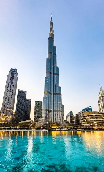 Dubai Fountain Show Burj Khalifa Lake Dans Centre Ville Dubaï — Photo