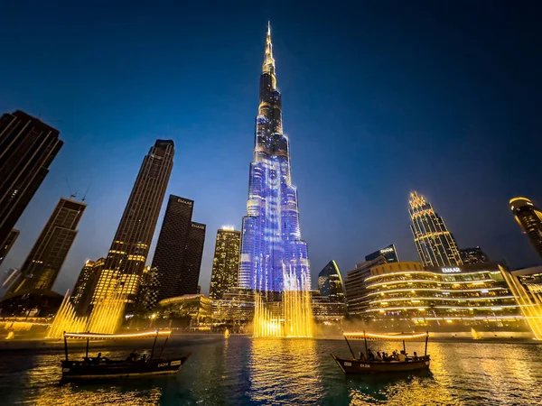 Dubai Fountain Show Burj Khalifa Lake Downtown Dubai United Arab — Stock Photo, Image