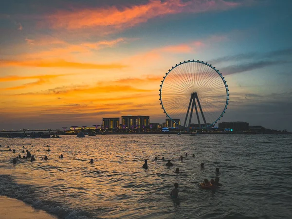 Veduta Della Spiaggia Marina Jbr Della Ruota Panoramica Ain Dubai — Foto Stock
