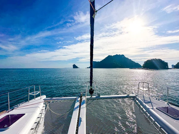 stock image Sunset view from catamaran yacht in Krabi, Thailand, south east asia