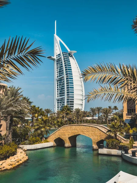 Vista Del Burj Arab Desde Souk Madinat Jumeirah Dubai Tradicional — Foto de Stock