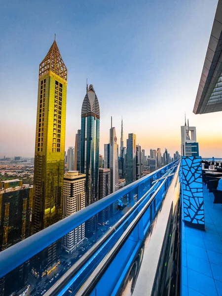 stock image View of Sheikh Zayed Road at sunset in Dubai Downtown Financial center, UAE. High quality photo