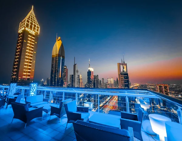 Blick Auf Die Sheikh Zayed Road Bei Sonnenuntergang Dubai Downtown — Stockfoto