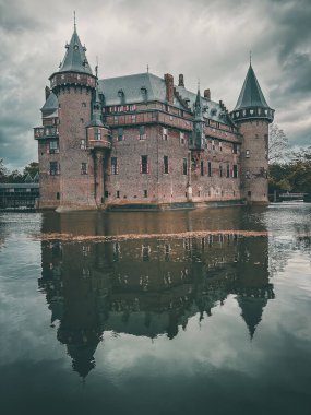 Hollanda, Utrecht 'teki De Haar Kalesi veya Kasteel de haar. Yüksek kalite fotoğraf