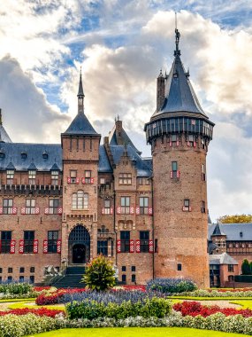 Hollanda, Utrecht 'teki De Haar Kalesi veya Kasteel de haar. Yüksek kalite fotoğraf