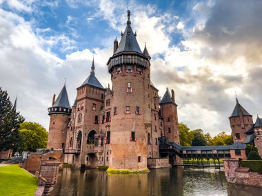 Hollanda, Utrecht 'teki De Haar Kalesi veya Kasteel de haar. Yüksek kalite fotoğraf
