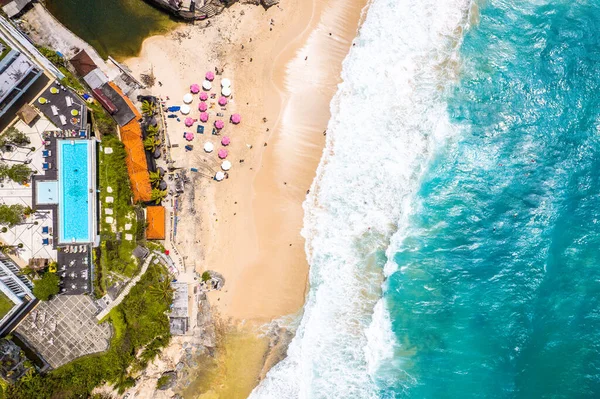 stock image Aerial view of Dreamland Beach in Pecatu on the Bukit Peninsula on the island of Bali, Indonesia, south east asia