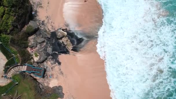 Letecký Pohled Dreamland Beach Pecatu Poloostrově Bukit Ostrově Bali Indonésie — Stock video