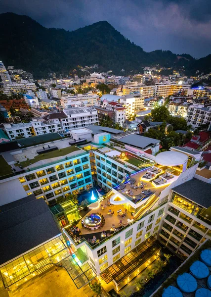 Vista Aérea Centro Cidade Patong Bar Último Piso Phuket Tailândia — Fotografia de Stock