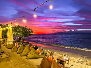Lombok, Endonezya 'daki Gili Trawangan plajında gün batımı, Güneydoğu Asya