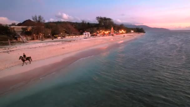 Lombok Endonezya Güney Doğu Asya Gün Batımında Gili Trawangan Plajının — Stok video