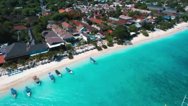 Aerial Gili Trawangan Beach Lombok Ινδονησία Νοτιοανατολική Ασία — Αρχείο Βίντεο