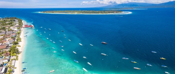 Antenne Des Fährterminals Gili Trawangan Strand Lombok Indonesien Südostasien — Stockfoto