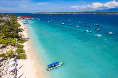 Lombok, Endonezya 'daki Gili Trawangan plajındaki Feribot Terminali, Güneydoğu Asya
