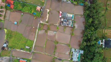 Ubud, Bali, Endonezya, Güney Doğu Asya 'daki yerleşim alanlarının hava görüntüsü