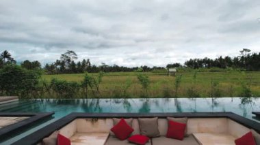 Ubud, Bali, Endonezya, Güney Doğu Asya 'daki yerleşim alanlarının hava görüntüsü