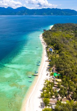 Lombok, Bali, Endonezya, Güney Doğu Asya 'daki Gili Meno' nun hava manzarası