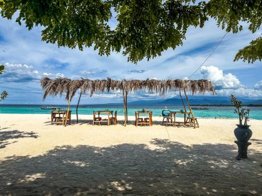 Lombok, Bali, Endonezya, Güney Doğu Asya 'daki Gili Meno' nun hava manzarası