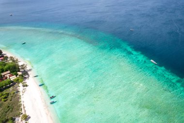 Lombok, Bali, Endonezya, Güney Doğu Asya 'daki Gili Meno' nun hava manzarası