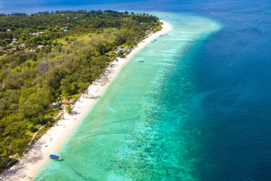 Lombok, Bali, Endonezya, Güney Doğu Asya 'daki Gili Meno' nun hava manzarası