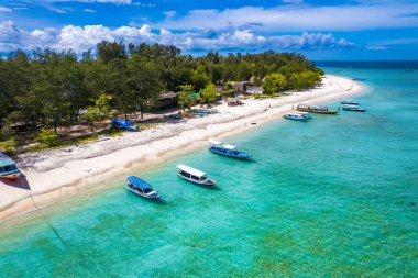 Lombok, Bali, Endonezya, Güney Doğu Asya 'daki Gili Meno' nun hava manzarası