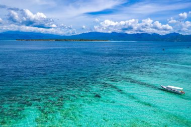 Lombok, Bali, Endonezya, Güney Doğu Asya 'daki Gili Meno' nun hava manzarası