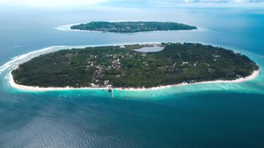 Lombok, Bali, Endonezya, Güney Doğu Asya 'daki Gili Meno' nun hava manzarası