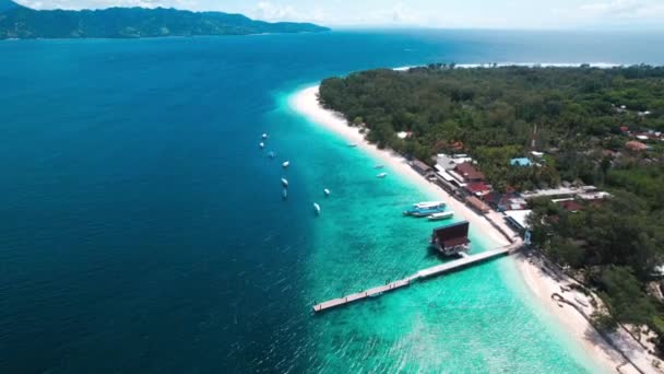 Luchtfoto Van Gili Meno Lombok Bali Indonesië Zuidoost Azië — Stockvideo