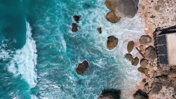 Luftaufnahme Vom Strand Von Bingin Auf Bali Indonesien Südostasien — Stockvideo