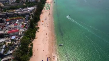 Patong sahilinin gün batımında, Phuket, Tayland 'daki hava manzarası. Yüksek kalite fotoğraf