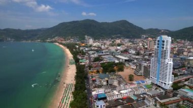 Patong sahilinin gün batımında, Phuket, Tayland 'daki hava manzarası. Yüksek kalite fotoğraf