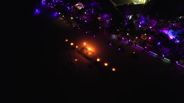Вид Воздуха Огненное Шоу Пляже Пхукете Таиланд Высококачественные Кадры — стоковое видео