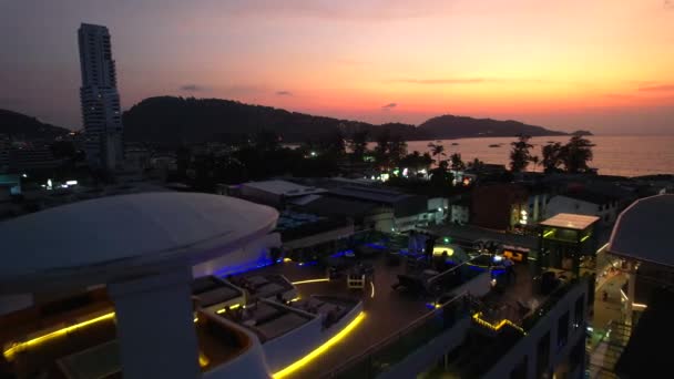 Vista Aérea Centro Cidade Patong Bar Último Piso Phuket Tailândia — Vídeo de Stock