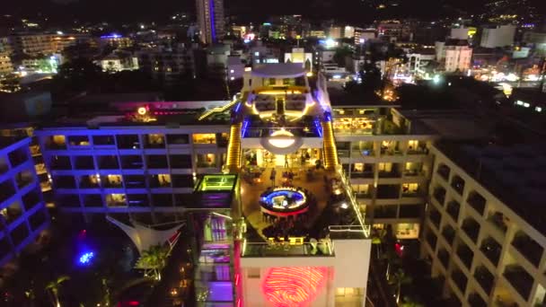 Letecký Pohled Centrum Města Patong Střešní Bar Phuket Thajsko Kvalitní — Stock video