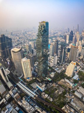 Bangkok, Tayland, Güney Asya 'daki Chong Nonsi iş ve finans bölgesinin havadan görüşü