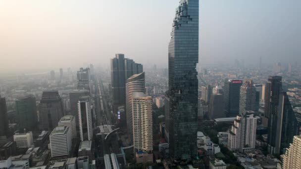 Aerial View Chong Nonsi Business Financial District Bangkok Thailand South — Stock Video