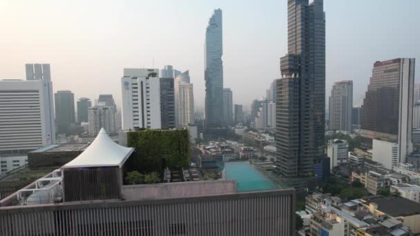 Aerial View Chong Nonsi Business Financial District Bangkok Thailand South — Stock Video