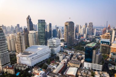 Bangkok, Tayland, Asya 'nın güneydoğusundaki Phrom Phong bölgesinin hava manzarası.