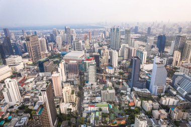 Bangkok, Tayland, Asya 'nın güneydoğusundaki Watthana bölgesinin hava manzarası