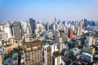 Bangkok, Tayland, Asya 'nın güneydoğusundaki Watthana bölgesinin hava manzarası