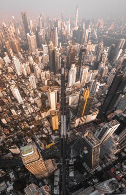 Bangkok, Tayland, Asya 'nın güneydoğusundaki Asoke bölgesinin hava manzarası.