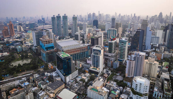 Aerial view of Watthana district in Bangkok, Thailand, south east asia