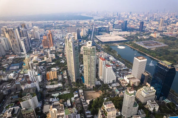 Vista Aérea Del Distrito Watthana Bangkok Tailandia Sureste Asiático — Foto de Stock