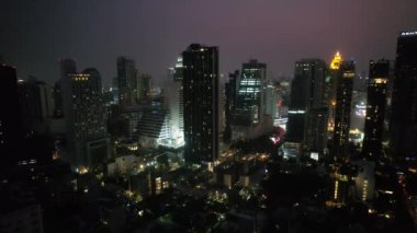 Bangkok, Tayland, Asya 'nın güneydoğusundaki Asoke bölgesinin hava manzarası.