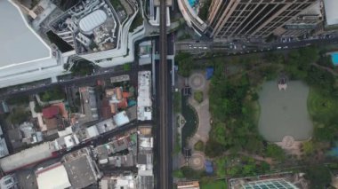 Bangkok, Tayland, Asya 'nın güneydoğusundaki Watthana bölgesinin hava manzarası