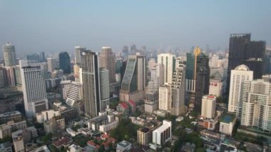 Bangkok, Tayland, Asya 'nın güneydoğusundaki Watthana bölgesinin hava manzarası